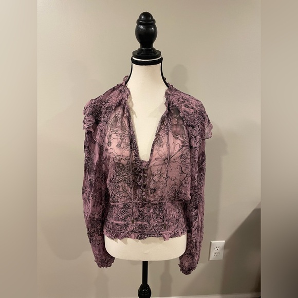 Women's Peasant Top - Purple - Picture 1 of 9